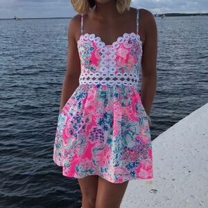 LILLY PULITZER Rika Fit & Flare & Eyelet Charm Dress - Sz 2